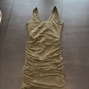 Express Olive Sleeveless Gathered Mini Dress